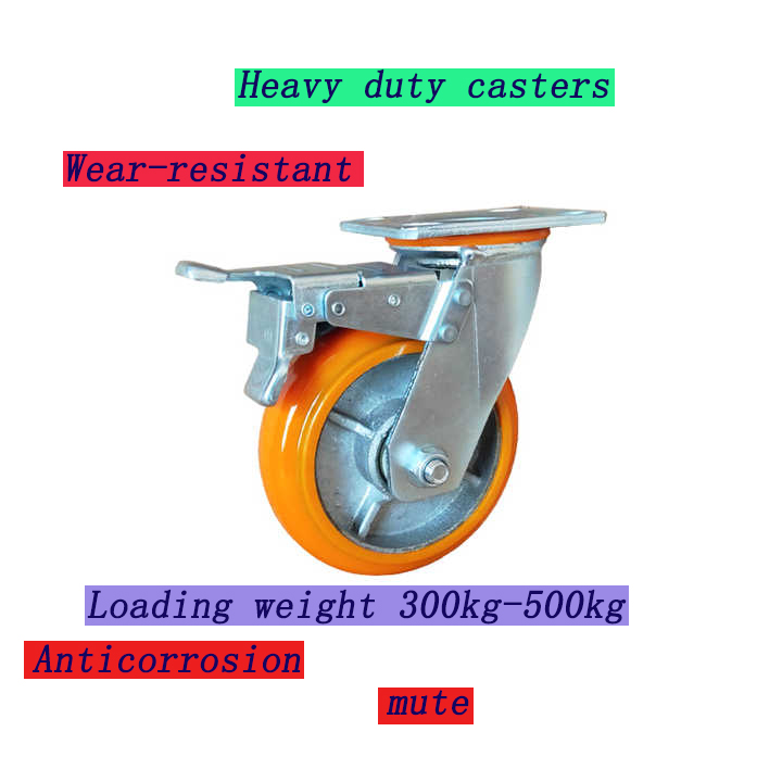 Fábrica 4 5 6 8 Pulgada PU giratoria hierro fundido silenciosamente capacidad de carga de carga industrial rodamiento de bolas