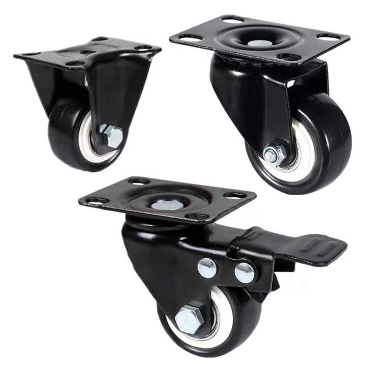 2″ トッププレートキャスターヘビーデューティキャスターホイールブレーキを備えたポリウレタンホイールセット付き高負荷キャスターセット 4