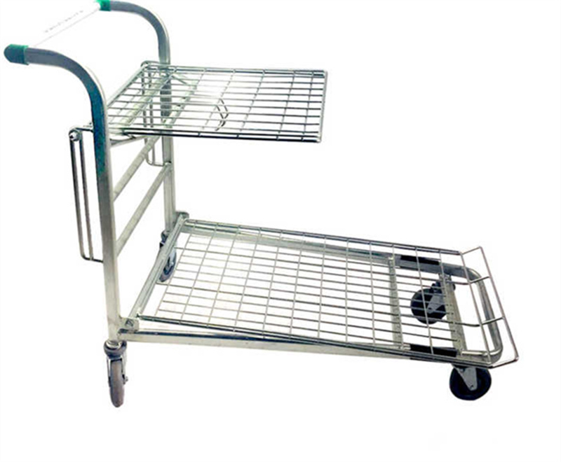 Vente chaude à bagages aéroport en acier inoxydable à plat chariot à bagages passager à quatre roues