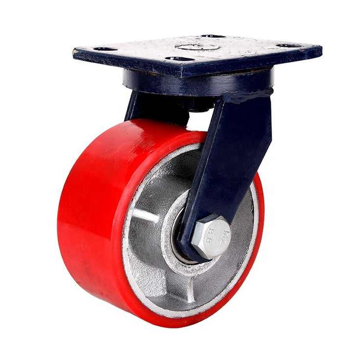 4 5 6 8 Inch Industrial Heavy Duty 500kg High Load Ultra Industrial Swivel Cast Iron PU Caster With Brake