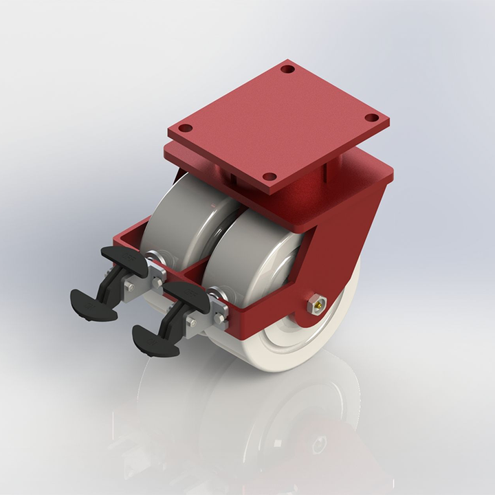 8 Inch Extra Heavy Duty 200mm Diameter MC Compliant Swivel Caster Load Capacity 3500kg Red Twin Wheel Heavy Duty European Caster